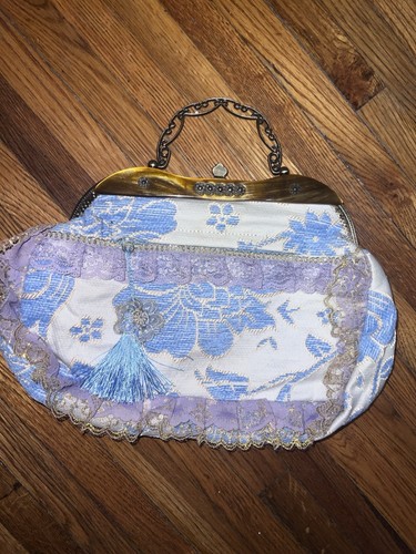 Unbranded Vintage Lucite Lace Detail Clutch Handbag Purse-boho-hippy-shabby Chic - Bild 3 von 4