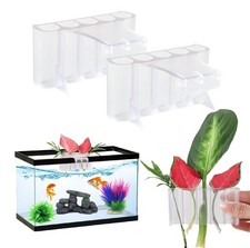 2 PCS Aquarium Plant Holder Top Hanging Fish Tank Pot Rimmed - Clear