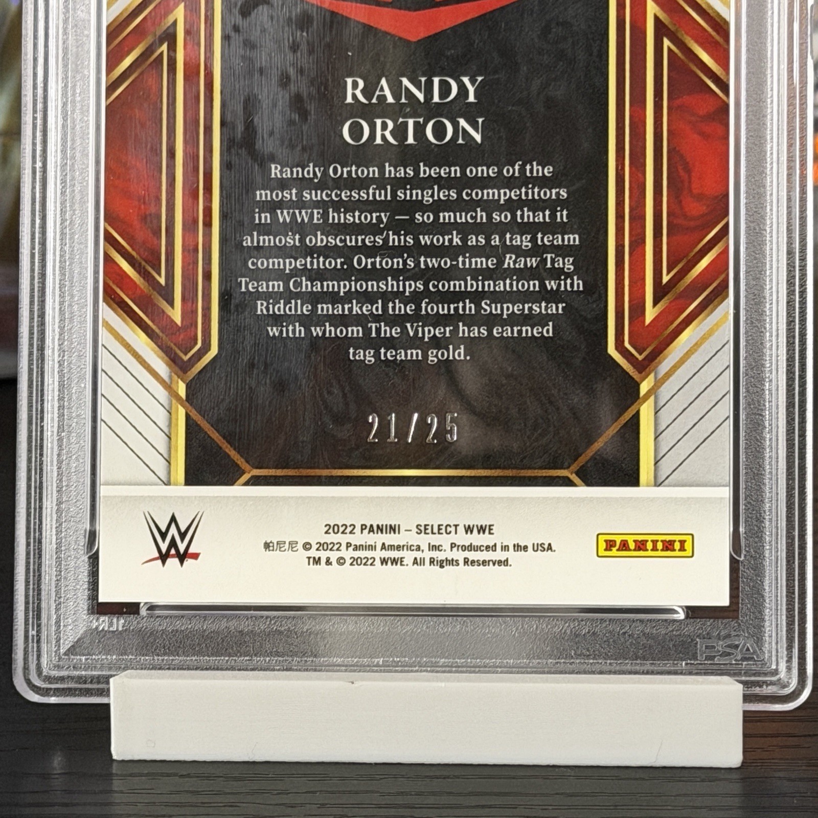 WWE Randy Orton 2022 Select Tie-Dye Mezzanine /25 No. 395 PSA 9 view 2