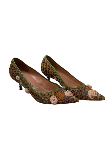 Vero Cuoio Leopard With Flowers Kitten Heels Size 36.5