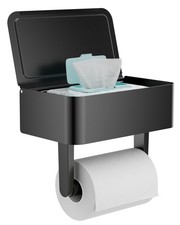 Toilet Paper Holder with Shelf - Flushable Wipes Dispenser  Storage Fits Any...