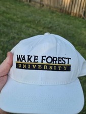 Vintage Wake Forest Hat Cap Snapback Retro White Made in USA Adjustable