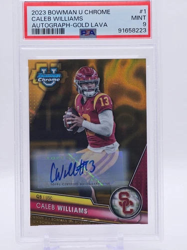 2023 Bowman U Chrome Caleb Williams Auto Gold Lava # 6/50 PSA 9