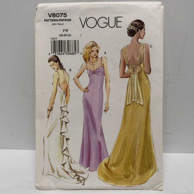 Vogue Sewing Pattern V1475 Women/'s Bias Cut Floor Length Dress Gown