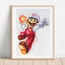 Impresión de bolígrafo Fire Flower Mario, arte de Super Mario