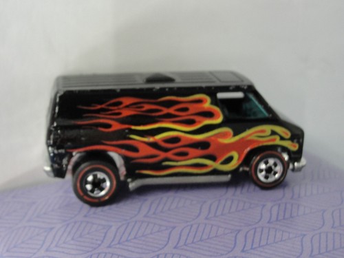 Hot Wheels Redline Chevrolet Super Van Flames 1974 Black Made In Hong Kong - Picture 3 of 6