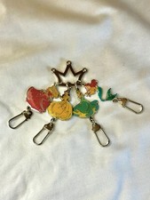 Disney 4 Princess Ariel Belle Aurora Cinderella Crown Keychain Key Ring Clip