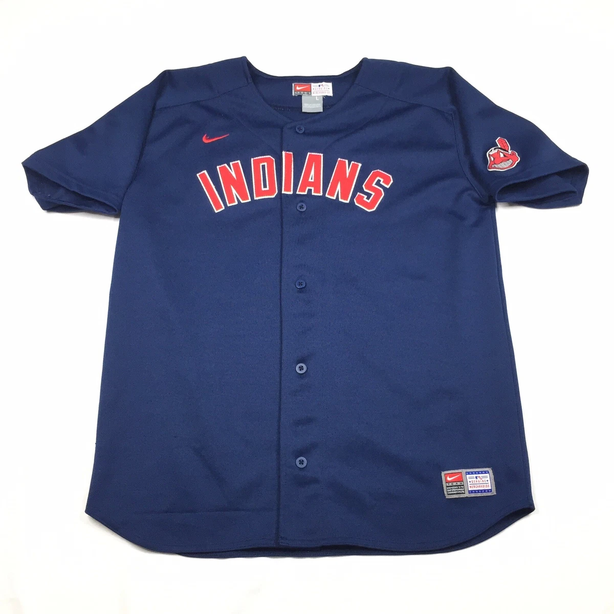 Vintage Team Nike Cleveland Indians Jersey Youth Large Blue