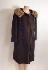 Michel Daniel Vintage Wool Coat Fur Trim Womens Small