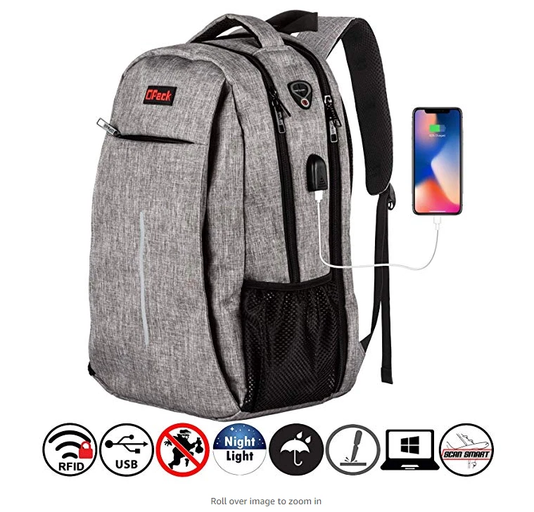 Mochila de Viaje Antirrobo Hombres Mujeres Carga USB Laptop Notebook Bolso Escolar Foto 3 de 4