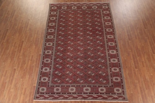 Vintage Geometric Bokhara Maroon Color Area Rug 8'x12' Wool Hand-knotted Carpet - Picture 2 of 12