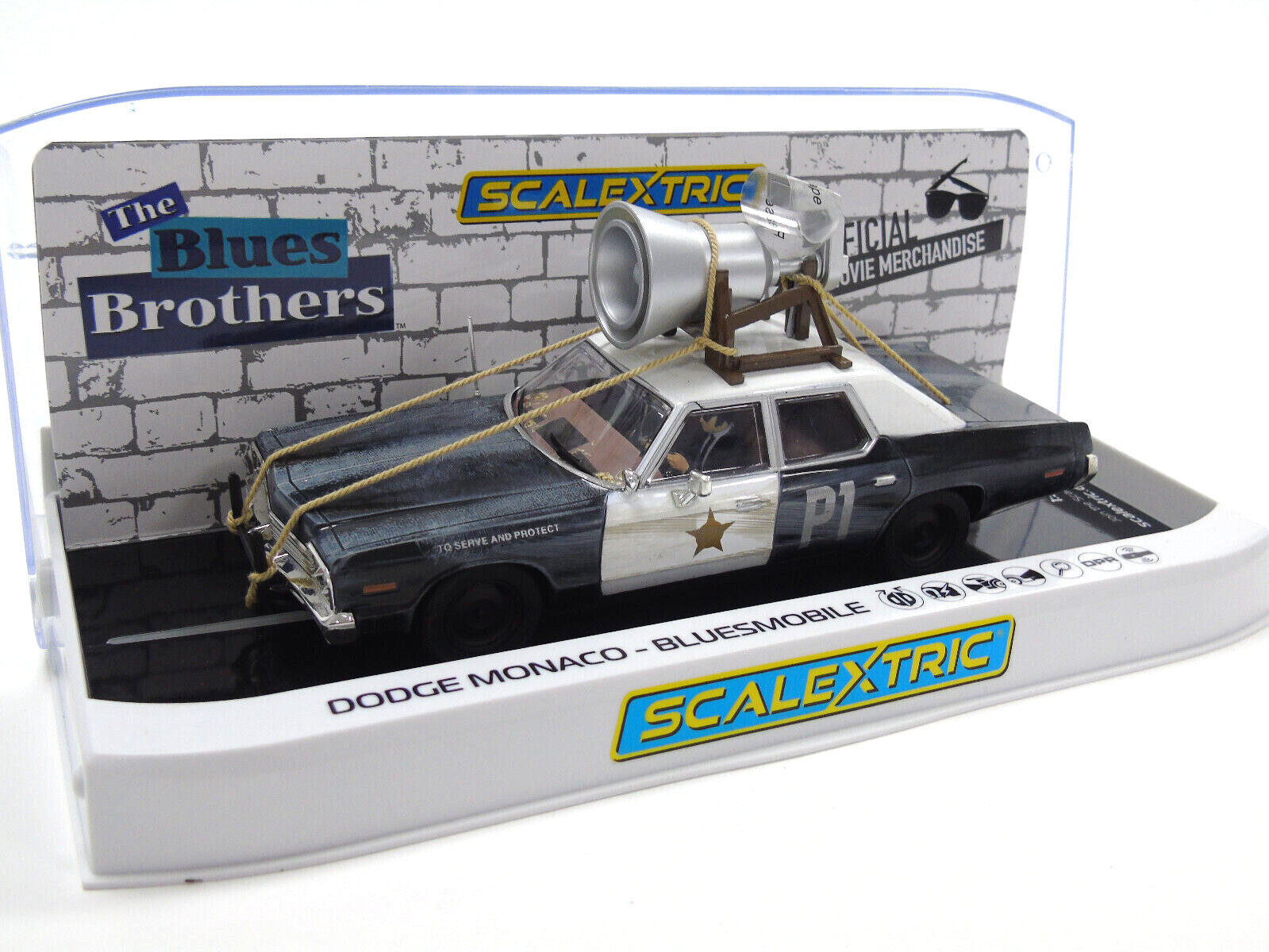Scalextric Dodge Monaco De Los Blues Brothers – Coche A Escala 1:32 Con Magnatracción, Ideal Para Coleccionistas