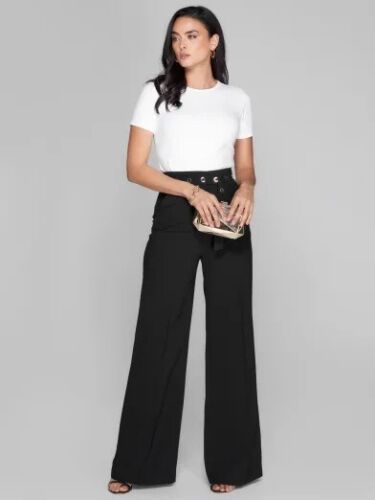 New Womens Guess Marciano Andre Wide Leg Belt Trouser Dress Office Pants XS - Picture 1 of 5