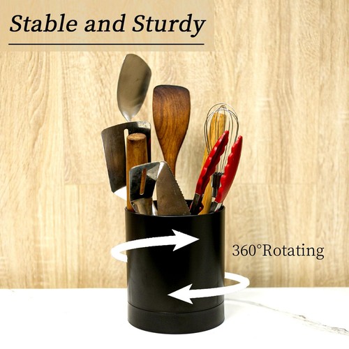 Large Kitchen Utensil Holder 360° Rotating Plastic Utensil Caddy Kitchen Coun... - Picture 4 of 7