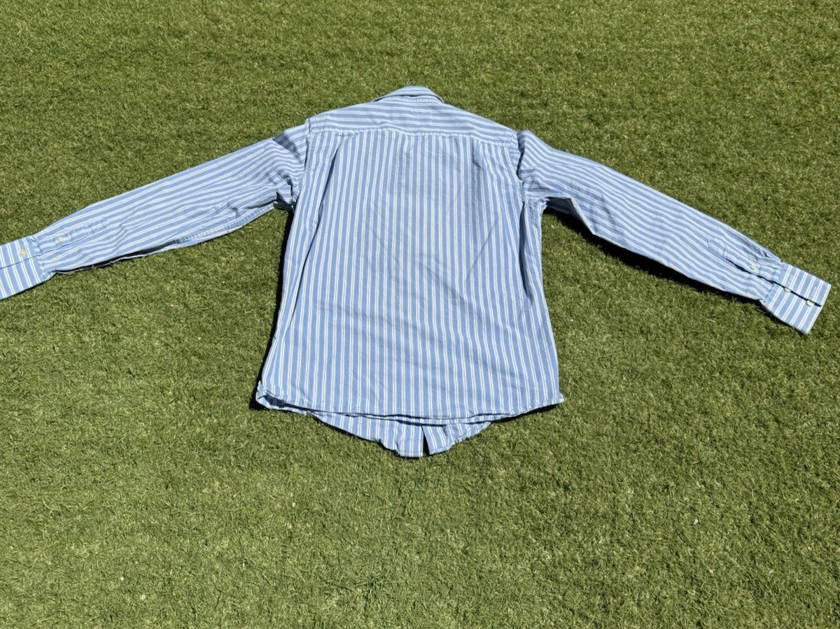 Abercrombie & Fitch Y2K Button Up Shirt Long Sleeve Mens Small Muscle Blue Strip