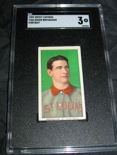 1909 T206 Roger Bresnahan Portrait SGC 40 VG 3 ~Sweet Caporal 150 ~Overprint