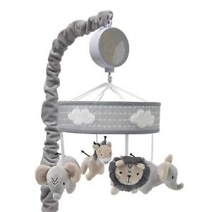 Lambs Ivy Jungle Safari Musical Baby Crib Mobile Gray Beige White Animals Ebay