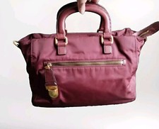 Prada Cloth Handbag With Leather Handles In Burgundy