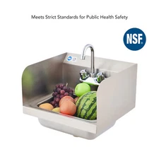 WILPREP 14" Wall Mount Commercial Hand Wash Sink Stainless Utility Basin Kitchen