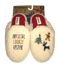 DEARFOAMS NEW SHERPA SLIPPERS 5/6 OFFICIAL COOKIE TESTER MEMORY FOAM COZY COMFRT