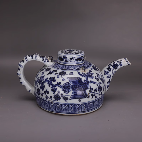 Sammlerstück Kunst chinesische Hand blau & weiß Porzellan Phönix Taepot - Bild 5 von 10