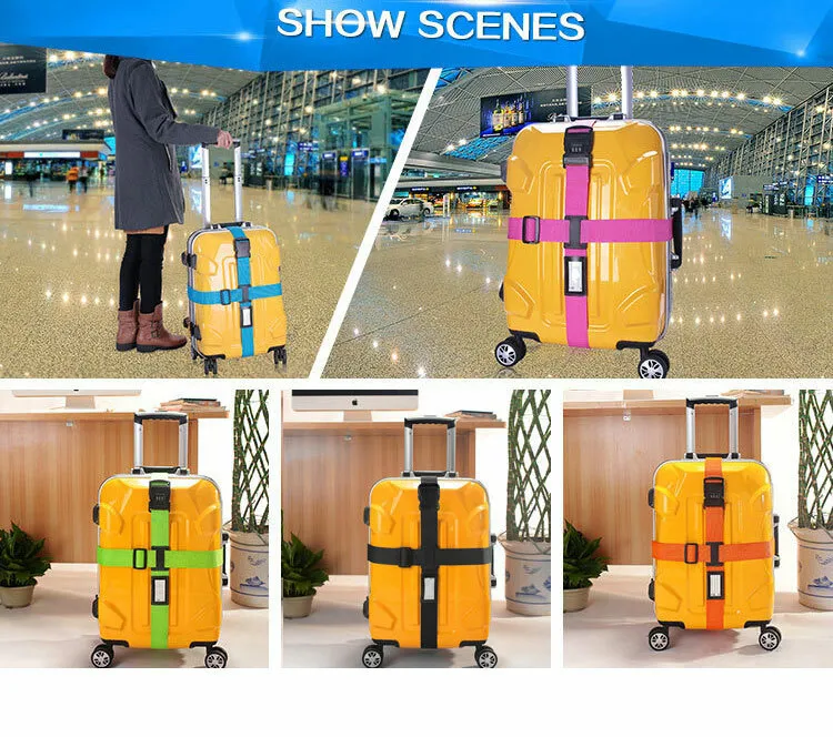 Heavy Duty Adjustable Luggage Strap Long Cross Travel Suitcase