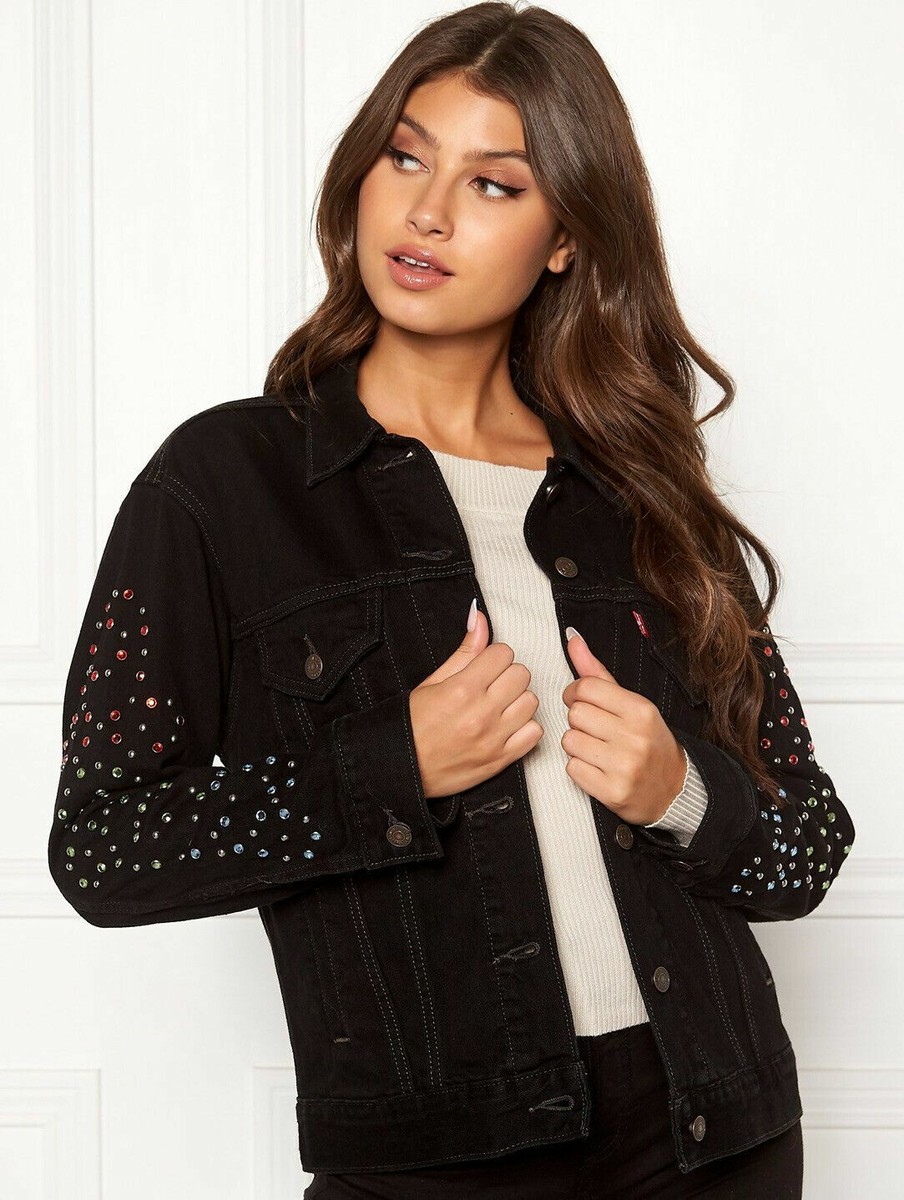 198$ Levi's Studded Sleeve Medium Black Ex Boyfriend Jean
