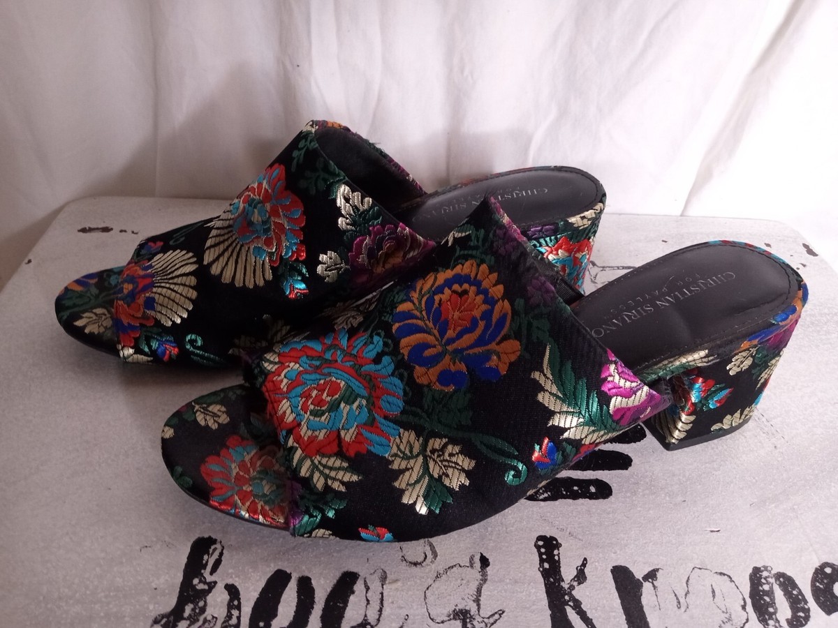 Christian Siriano Fabric Block Heel Slip On Shoes Size 10