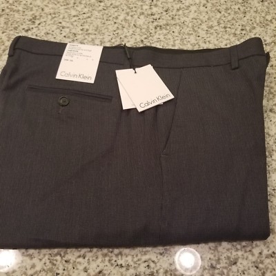 New Men's Calvin Klein Dress Pant 34W X 34L Straight Fit Charcoal Dressy  0016