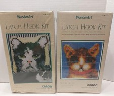 Lot of 2 New Sealed WonderArt Caron Latch Hook Kit 12x12 Cst and Mothers Kitten