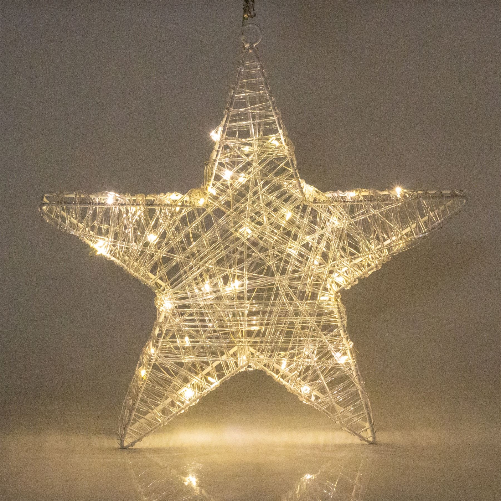 40cm White Christmas Star Light Window Hanging Decoration With 50 Warm