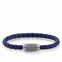 Thomas Sabo Braided Blue Leather W/ Sterling Silver Clasp Bracelet Size:(6.5) Thomas Sabo Braided Blue Leather W/ Sterling Silver Clasp Bracelet Size:(6.5)