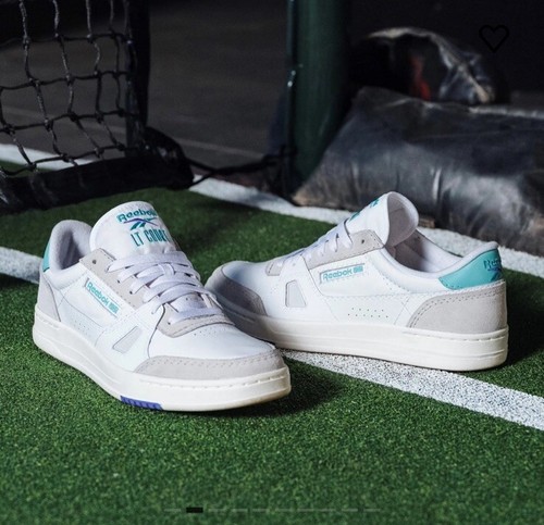 New Reebok LT Court Men’s Athletic Shoe White Teal Sneakers Trainer SZ 13 EU 47
