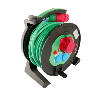 Leister Cable Reel 25m (PUR), 5x2.5mm², CEE 400V/16A; 2xT23 (IP55), 1xCEE 5/16