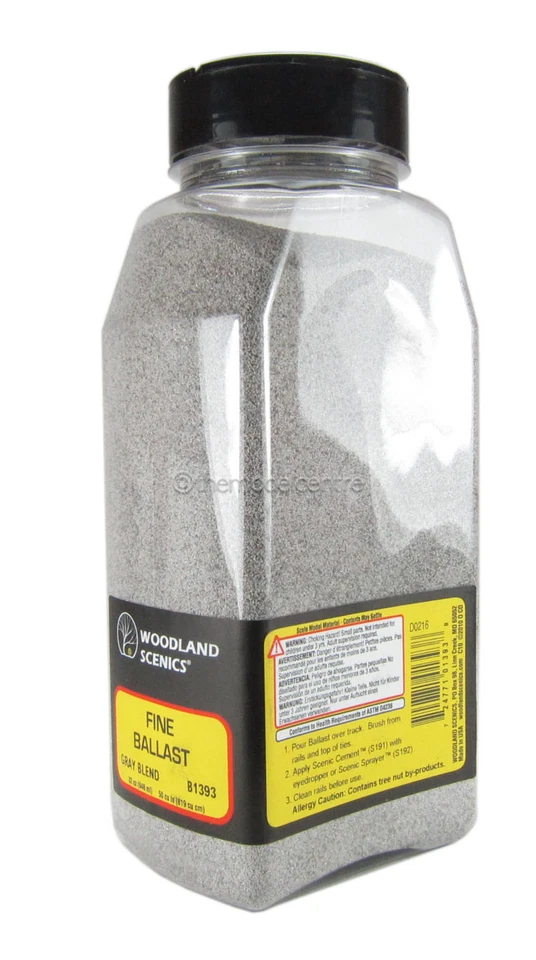 B1393 Woodland Scenics Grey Blend Fine Bal Ballast Shaker 57.7 in³ (945 cm³) TMC