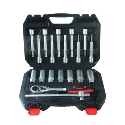 19tlg 1/2'' Stoßdämpfer Werkzeug Set, Langnüsse 16-24mm & Spezialnüsse 6-9mm