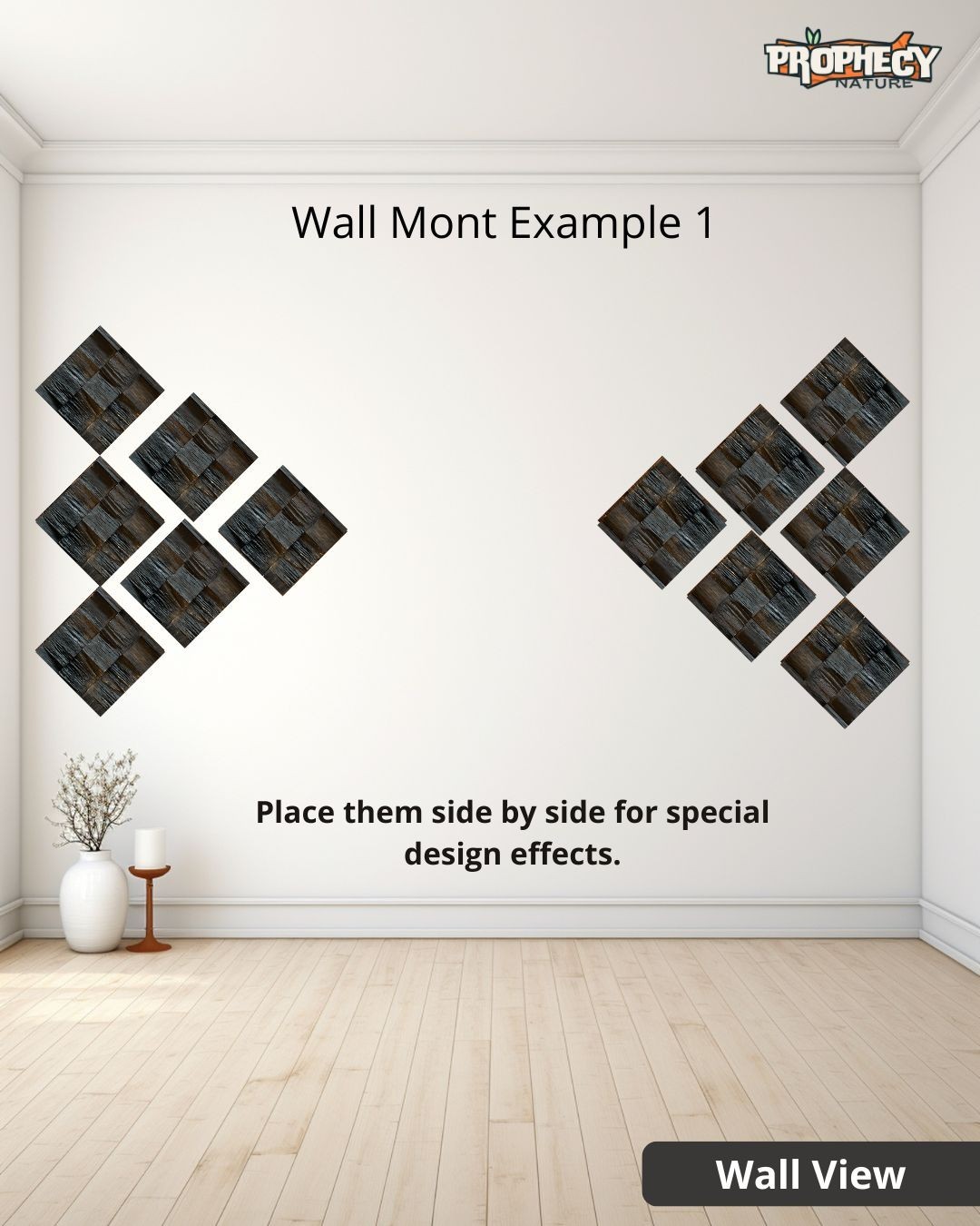 12”x12” Solid Wood Wall Panel – Decorative 3D Wooden Art Panel – Ready to Mount 