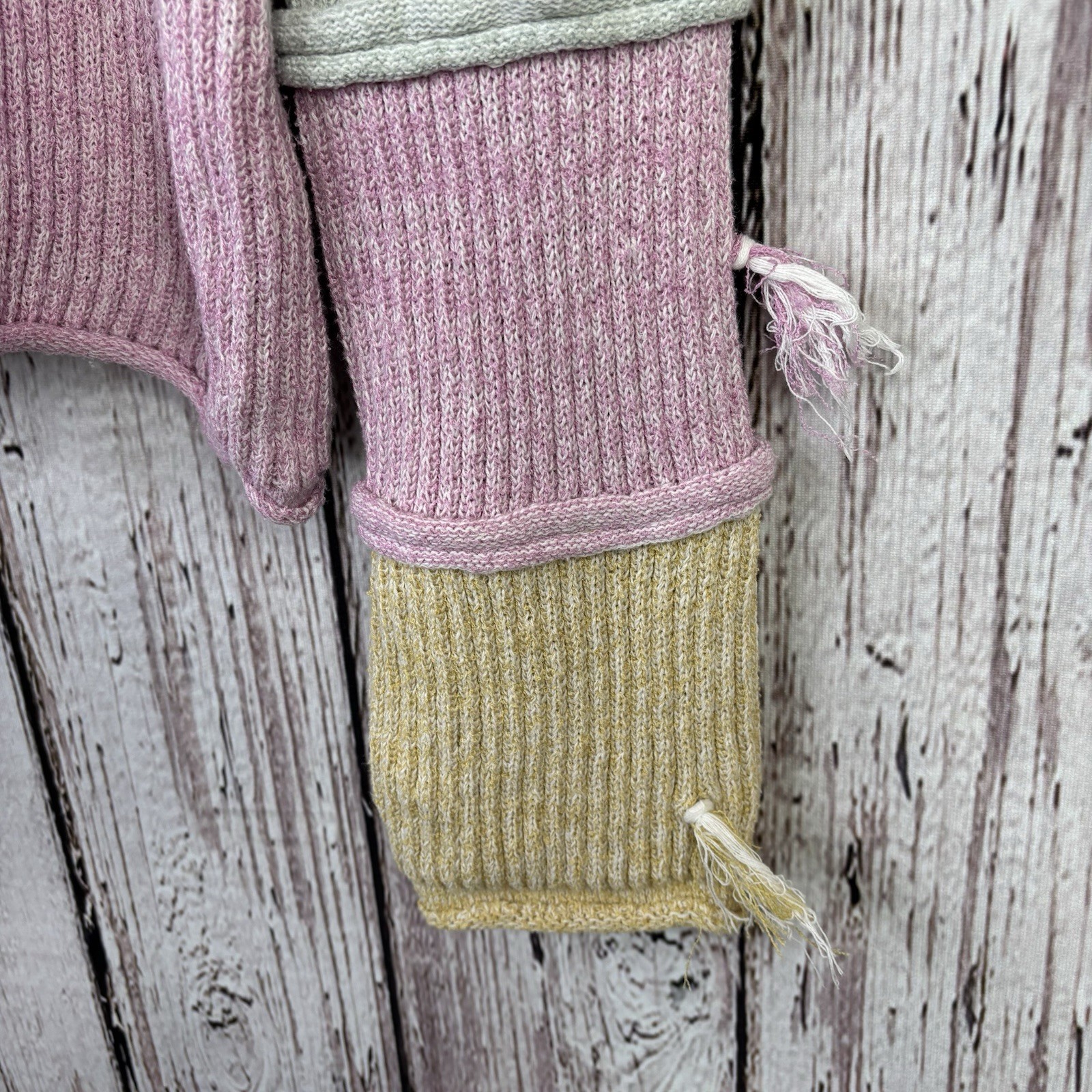 Hem & Thread Sweater Patchwork Colorblock Crew Ne… - image 3