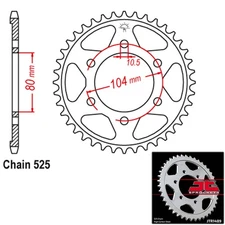 JT Sprockets Steel Rear Sprocket 525 Pitch 43 Tooth Kawasaki Z 1000 (2003-2014)