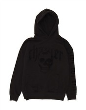 CAPITOLO Maglione Uomo Grafico con Cappuccio Grande Nero Cotone XN11