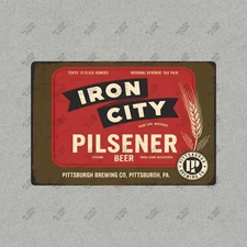 Vintage Iron City Beer Sign Pittsburgh Brewing Co. Metal Advertising #141996