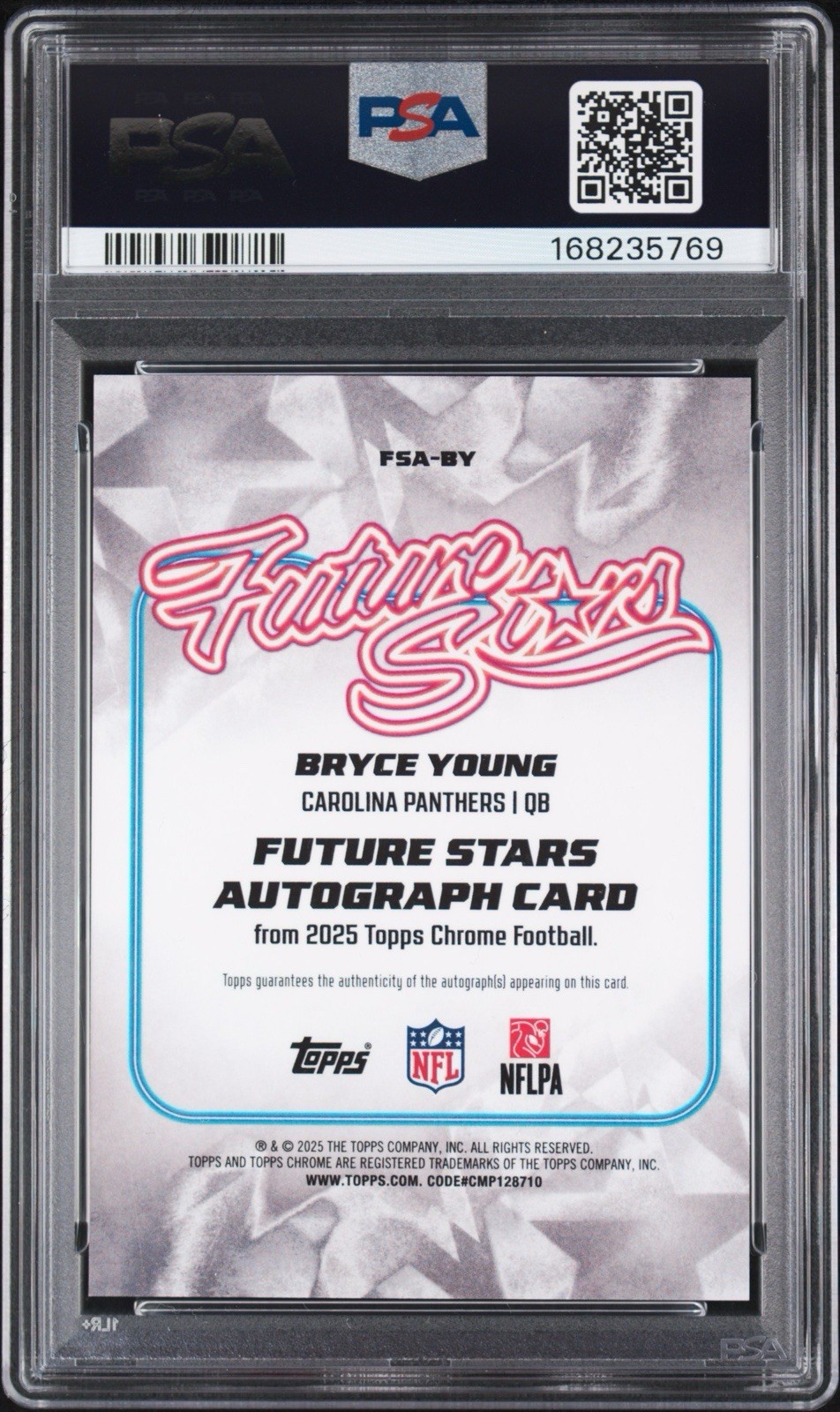 2025 Topps Chrome Sapphire Future Stars Auto Red /5 Bryce Young PSA 9 POP 1 view 2