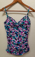 Kenneth Cole Twist Front Tankini Size Medium Ruched Flattering Slimming