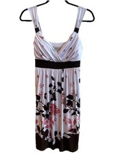 Speechless Women’s Sz Med Dress Wht/brown/pink Floral Print Cocktail Party Dress