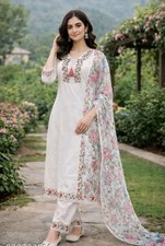 Women's Floral Printed Kurta Pant Dupatta Set Rayon A-Line Ethnic Suit S-2XL