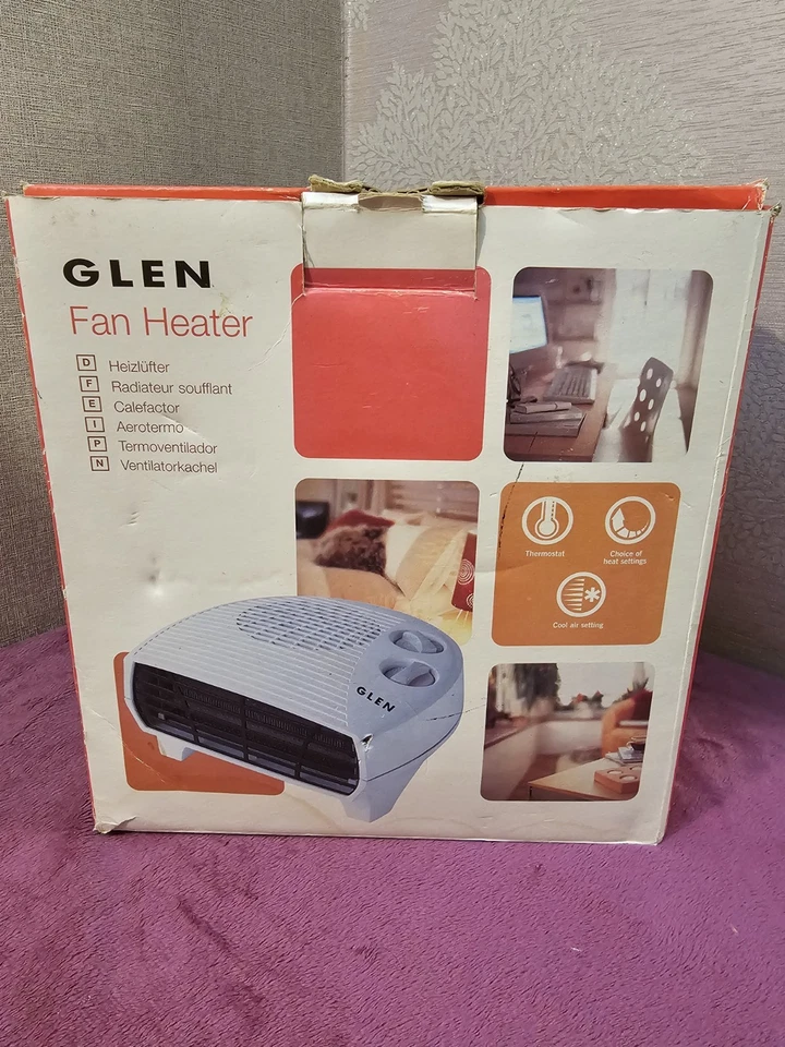Glen Flatbed 2kW Space Fan Heater - White - Model GF20TSN - Boxed, Instructions - Image 3 of 3