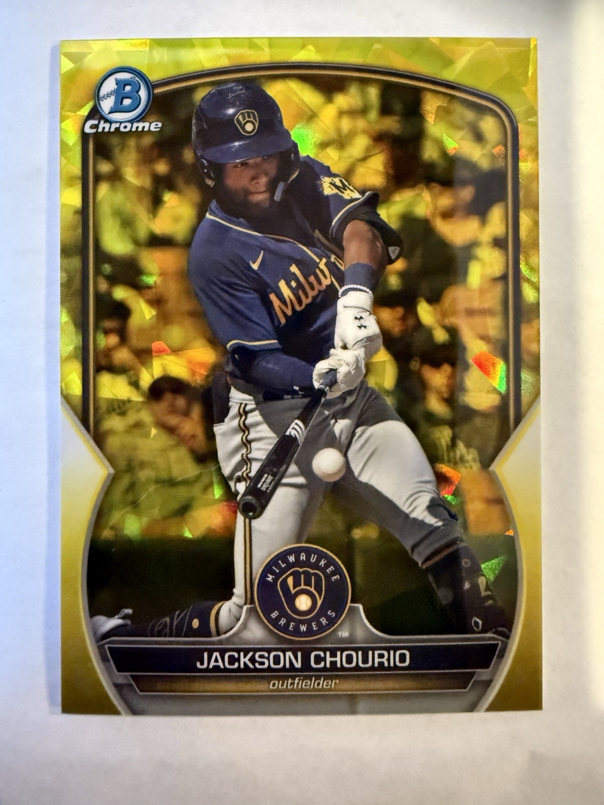2023 Bowman Draft - Chrome Jackson Chourio #BDC-156 Yellow Refractor 4/75 (RC)