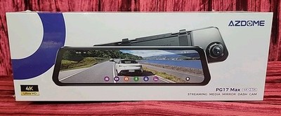AZDOME 12'' Mirror Dash Cam GPS WiFi6 4K+1080P Front & Rear Car Recorder 64G Card