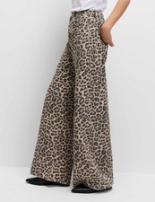 Marks & Spencer Womens Cotton Wide Animal Jeans in Brown Mix - M&S