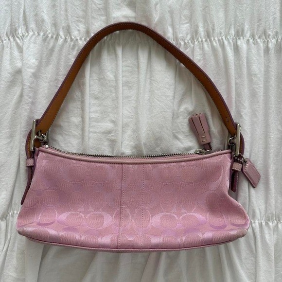 Y2K Vintage Coach Baby Pink Monogram Baguette Mini Bag image 2